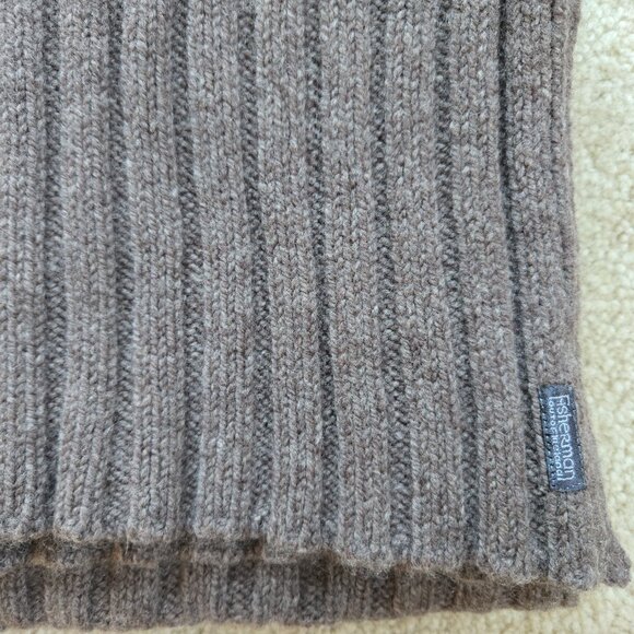 Brown Ribbed Lambswool Scarf made in Ireland - Picture 2 of 9